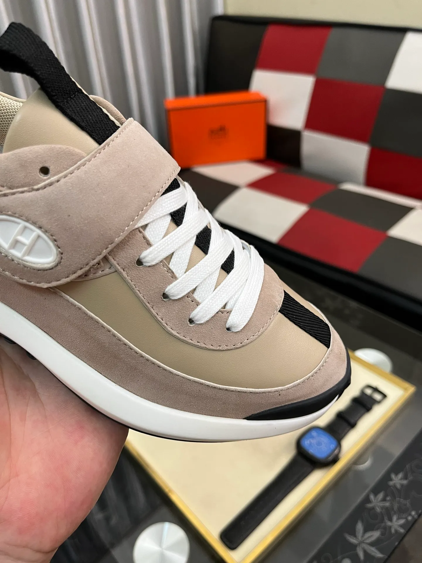 Men's shoes 💰660⌚️⌚️【HERMES】Hermès - High-end quality original order·Casual sports shoes -Upper: 🔝Nappa calfskin, suede calfskin, shoe body sewn brand ´H´ totem, tongue brand logo cloth label -Inner: water-dyed cowhide -Outsole: ultra-light TPU foam rubber; two-color molded outsole -Ultra-high quality control and fine workmanship: outstanding (high-end, noble and classy) -Size: 36-44 (45, can be customized)